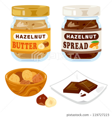 一罐榛果醬和一罐榛果巧克力醬 119727223