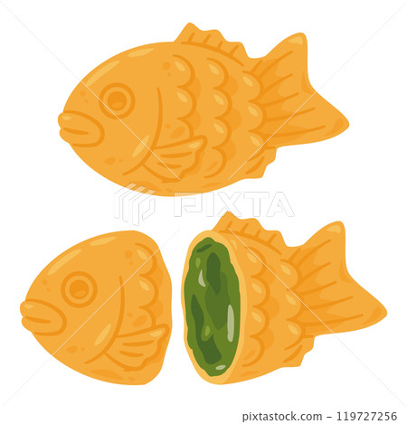 Taiyaki set with matcha cream 119727256