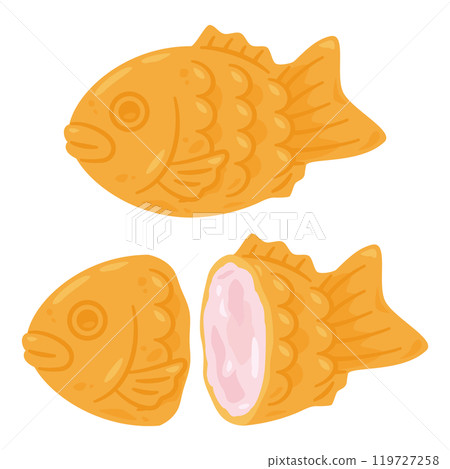 Strawberry cream filled taiyaki set 119727258