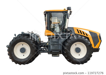 Tractor isolated white background. Farm agricultural tractor Tractor isolated white background. Farm agricultural tractor 119727276