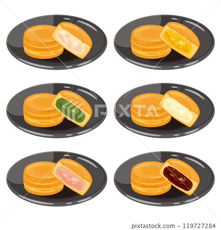 A set of various Imagawayaki on a plate 119727284
