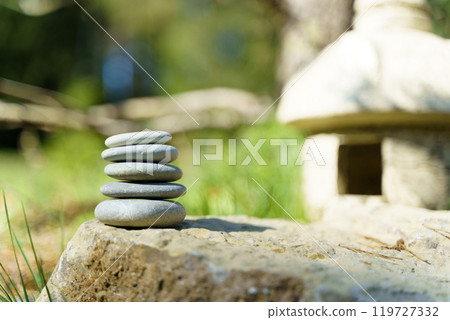Stacked smooth stones. Zen meditation and yoga background 119727332