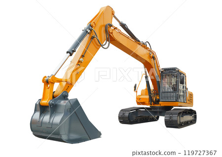 Excavator isolate. Crawler construction excavator for earthworks. Construction equipment 119727367