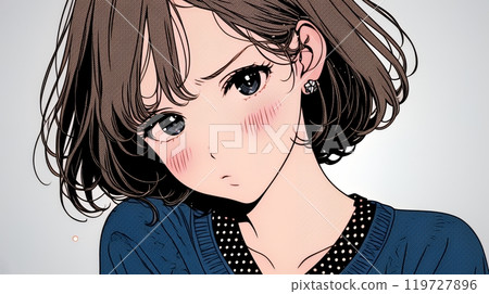Young woman with a pouting, displeased face 119727896