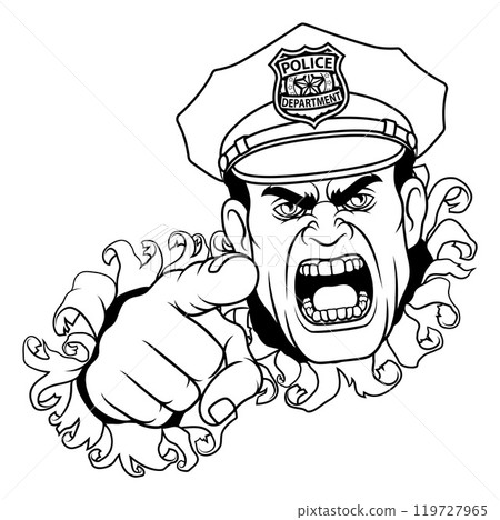 Policeman Angry Police Man Cartoon Character Cop Policeman Angry Police Man Cartoon Character Cop 119727965