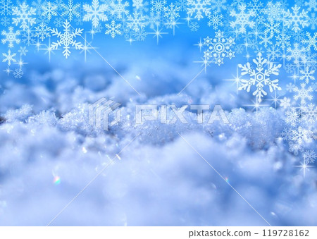 Background material combining photos and illustrations of snow Background material combining photos and illustrations of snow 119728162