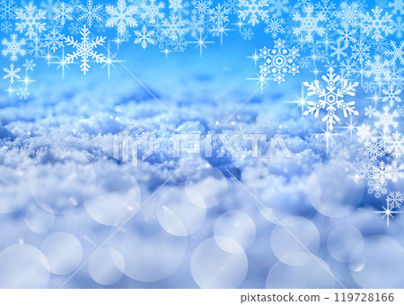 Background material combining photos and illustrations of snow Background material combining photos and illustrations of snow 119728166