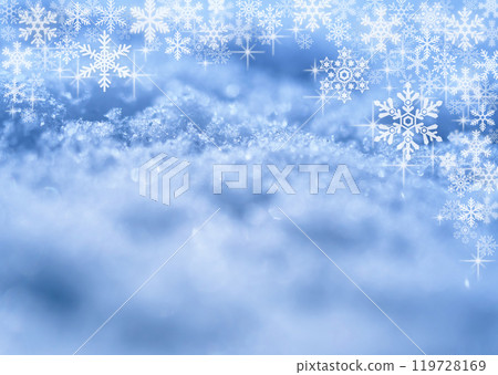 Background material combining photos and illustrations of snow Background material combining photos and illustrations of snow 119728169