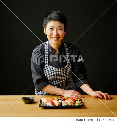 A chef making sushi 119728294