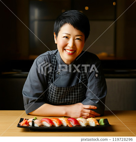 A chef making sushi 119728296