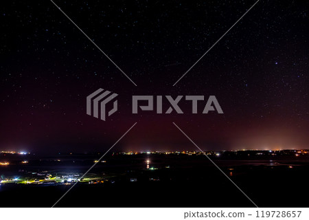 Starlink satellites trail passing above County Donegal, Ireland Starlink satellites trail passing above County Donegal, Ireland 119728657