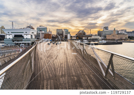 Evening view from Osanbashi Pier "Kujira no Senaka" [Yokohama City, Kanagawa Prefecture] 119729137