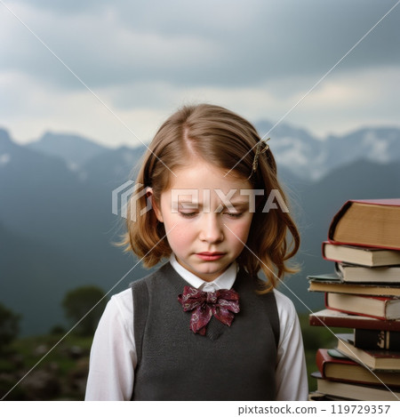 Girl with books. Girl with books. 119729357