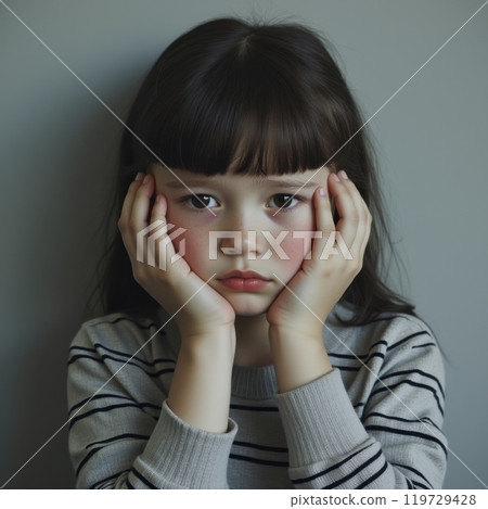 Girl in a striped sweater Girl in a striped sweater 119729428