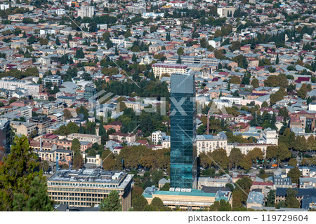 Aerial panoramic view from Mtatsminda Park of Tbilisi, capital of Georgia 119729604
