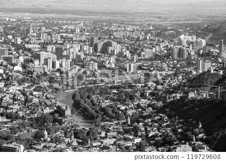 Aerial panoramic view from Mtatsminda Park of Tbilisi, capital of Georgia 119729608