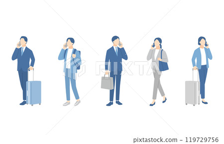 Set of business people talking on smartphones 119729756