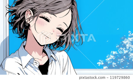 帶著燦爛笑容的年輕女子 119729860
