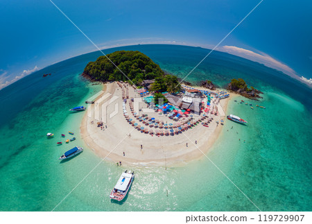 Koh Khai island Aerial drone view beautiful coral reefs and white sand beach, Phuket, Thailand 119729907