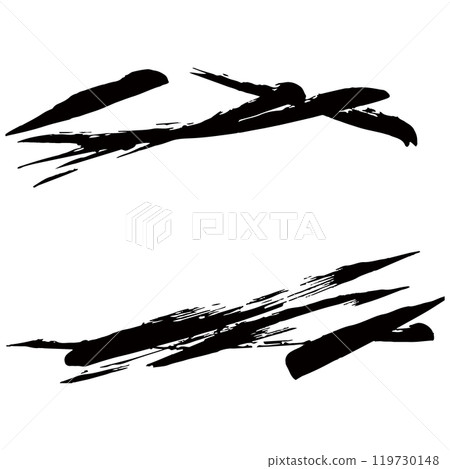 日式材料，用畫筆繪製的線條插圖集，向量 119730148