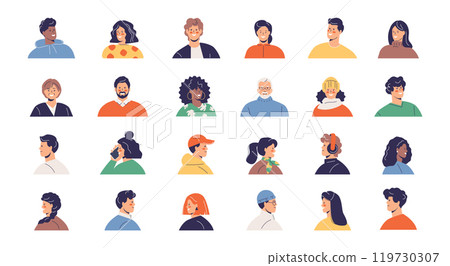 Different men and women portraits users avatars 119730307