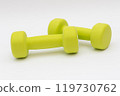 Green dumbbells 1 kg. isolated on white background. 119730762
