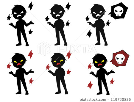 A set of scary black silhouette villain images A set of scary black silhouette villain images 119730826