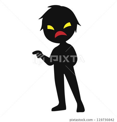 手指指向的黑色剪影小人影像素材 119730842