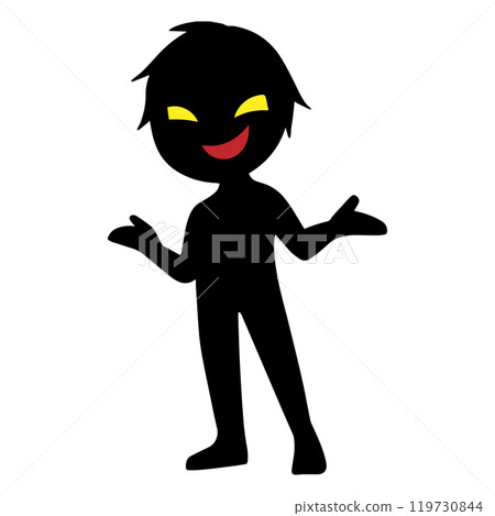 黑色剪影小人形像素材 119730844
