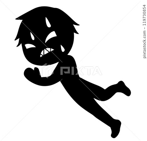 Image of a black villain running away in a hurry Image of a black villain running away in a hurry 119730854