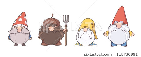 Garden dwarf from Thanksgiving fairytale cartoon 119730981