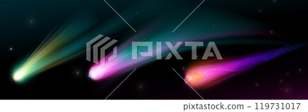 Asteroids or comets with vibrant fire tails. Asteroids or comets with vibrant fire tails. 119731017