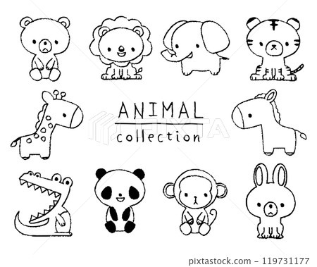 塗鴉風格動物插圖集 119731177