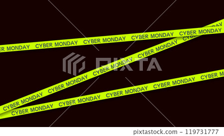 3d red ribbons for Black Friday sale on dark brick wall background. Crossed ribbons. Graphic elements for big sale. Vector illustration. 119731777