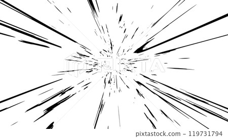 Speed burst background. Manga comic effect. Black speed lines on white background.Speed rays comic manga impact. 119731794