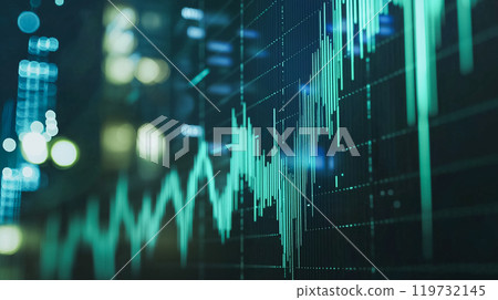 高科技金融顯示、帶有數據線和上升圖表的未來數位儀表板 119732145
