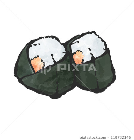 Hand-drawn illustration of tuna mayo rice ball Hand-drawn illustration of tuna mayo rice ball 119732346