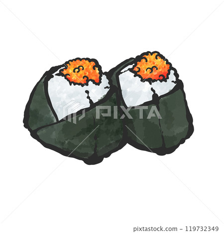 Hand-drawn illustration of salmon roe rice ball Hand-drawn illustration of salmon roe rice ball 119732349