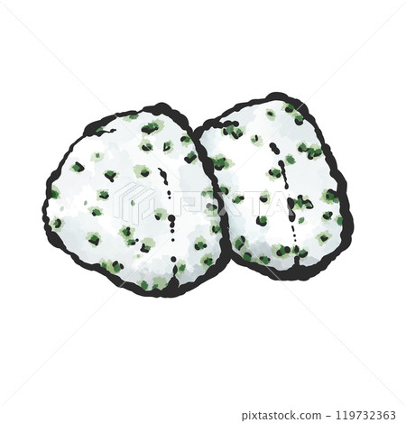 裙帶菜飯糰的手寫毛筆繪畫風格插圖 裙帶菜飯糰的手寫毛筆繪畫風格插圖 119732363