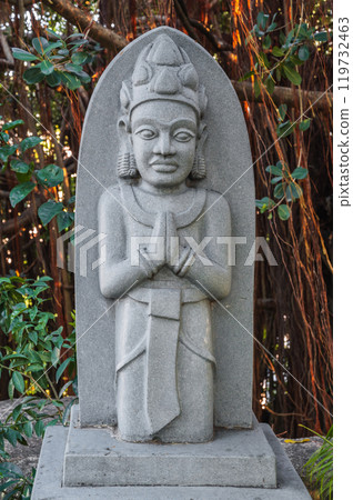 Buddhist statue of deity in park at the pagoda at the Cham Towers in Nha Trang in Vietnam 119732463