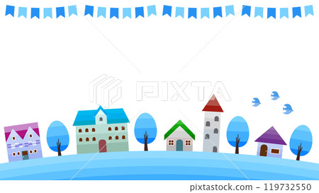 Simple cityscape and urban landscape illustration Winter scenery Simple cityscape and urban landscape illustration Winter scenery 119732550
