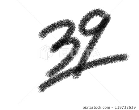 Illustrated characters handwritten with pencil-like material 119732639