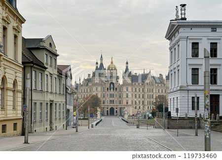 Schwerin Castle, built on an island in Schwerin, Germany, is now the seat of the state parliament. Schwerin Castle, built on an island in Schwerin, Germany, is now the seat of the state parliament. 119733460
