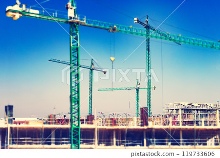 Cranes and building construction. 119733606