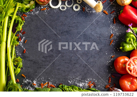 Vegetarian food background. Vegetarian food background. 119733622