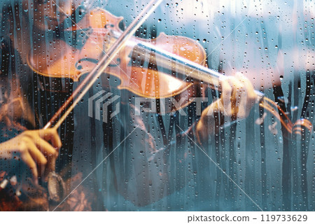 Violin and clasical music concept abstract background. 119733629