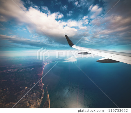 Sunrise and clouds.Flight and journey to destination. Sunrise and clouds.Flight and journey to destination. 119733632