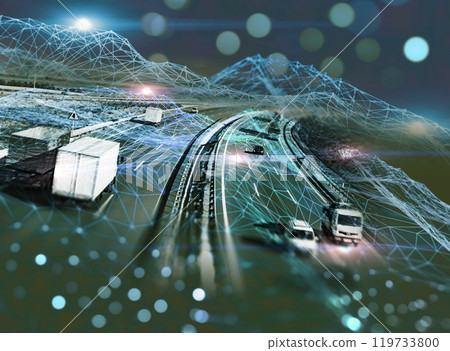 Abstract design background Trucks and transport tracking.Highway and delivering. Abstract design background Trucks and transport tracking.Highway and delivering. 119733800