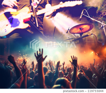 Live music and rock band on stage Live music and rock band on stage 119733844