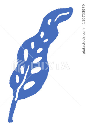 Single Blue Leaf With Dots 119733979